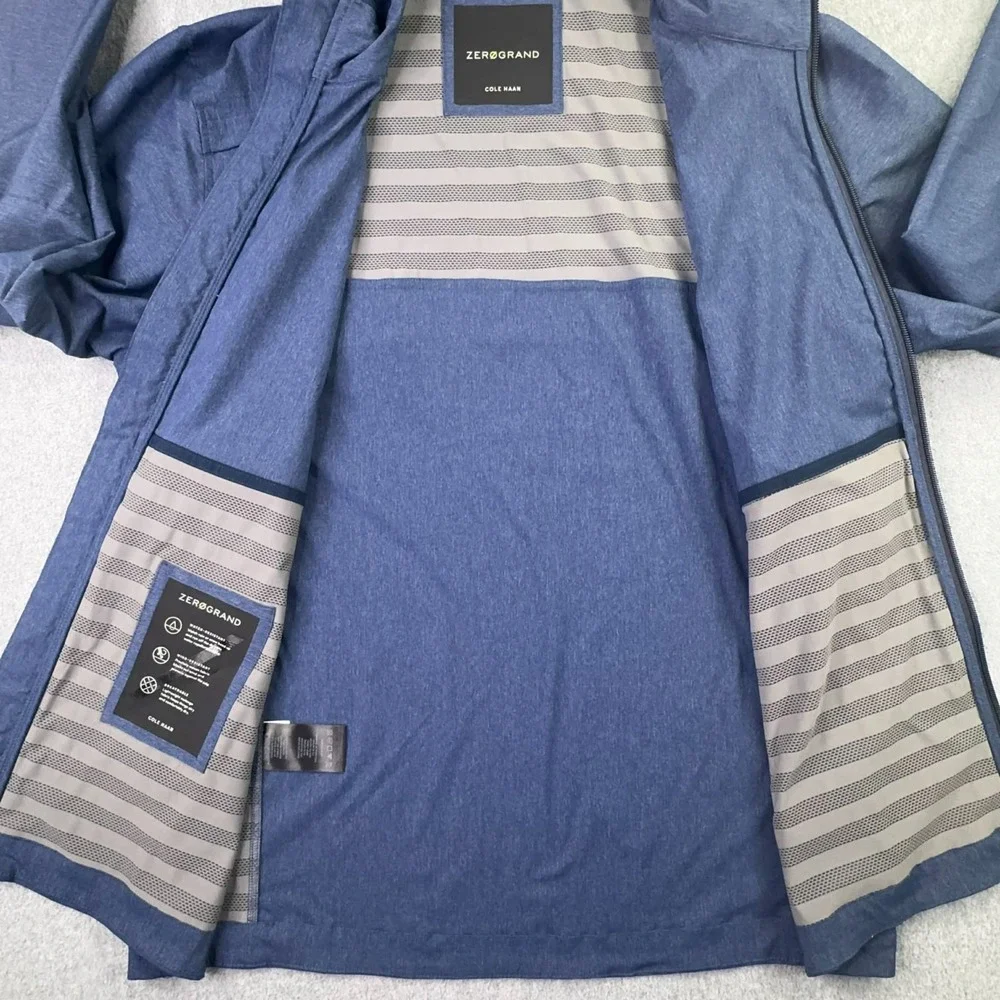 Cole Haan ZeroGrand Utility‎ Jacket Mens L Blue Zip Vented Water Wind Resistant